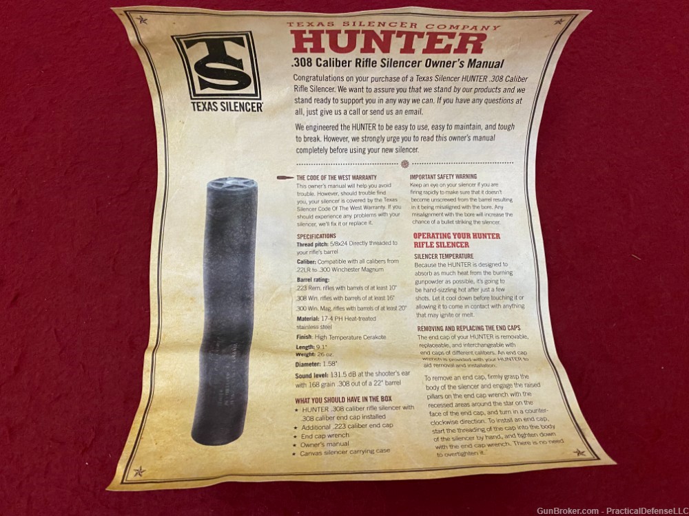 New Texas Silencer Hunter 300 mag Direct Thread 5/8x24 Silencer, wooden box-img-23