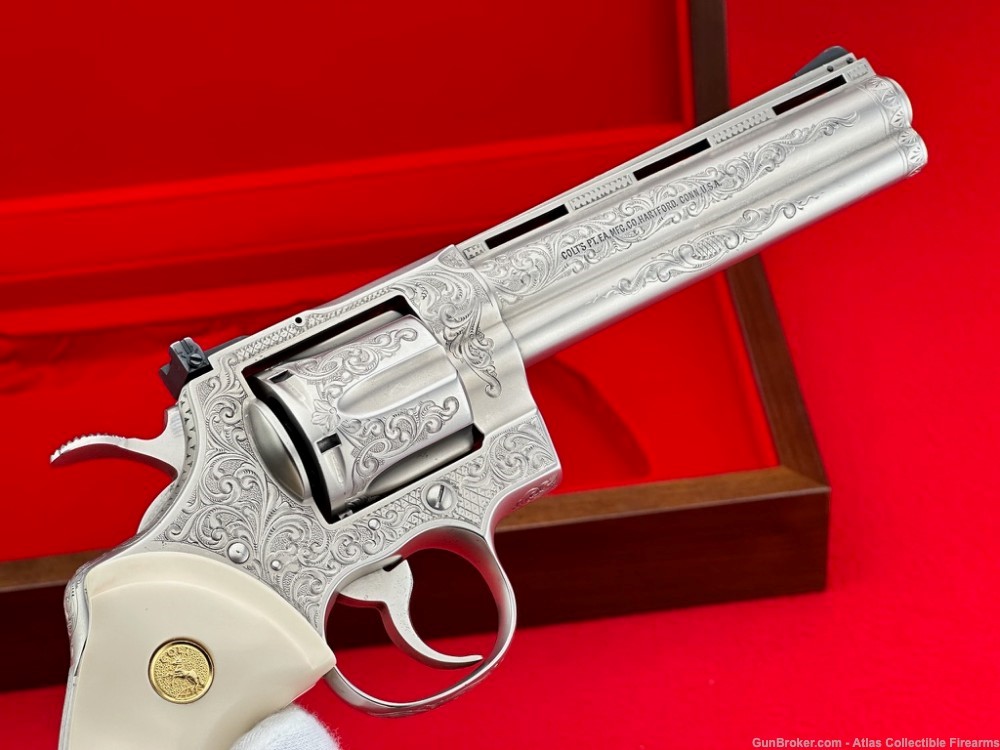 RARE 1979 Colt Python 6” Satin Nickel |* WELDON LISTER MASTER ENGRAVED*-img-18