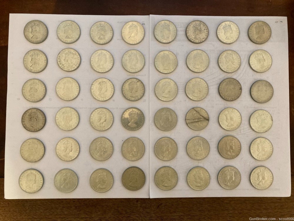 Lot of 48 Bermuda Crown Coins .500 Silver .3636 Troy Ounces Silver each-img-0