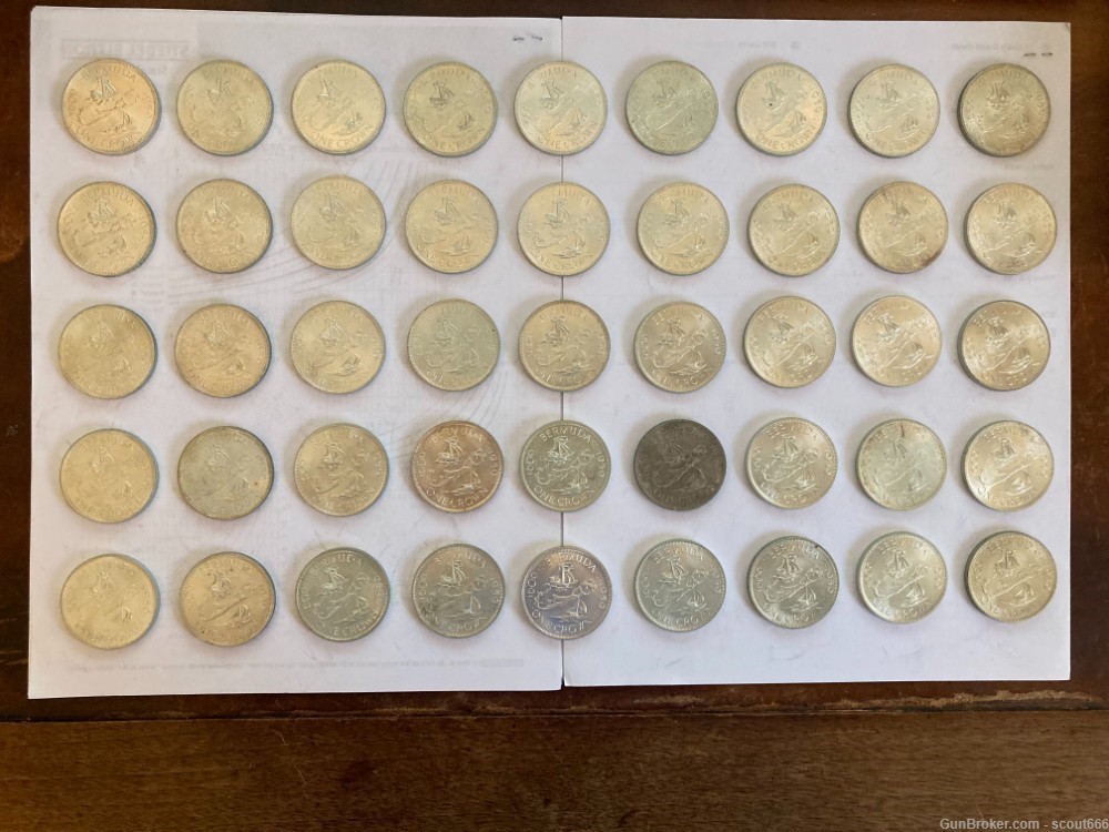 Lot of 45 Bermuda Crown Coins .925 Silver .841 Troy Ounces Silver each-img-1