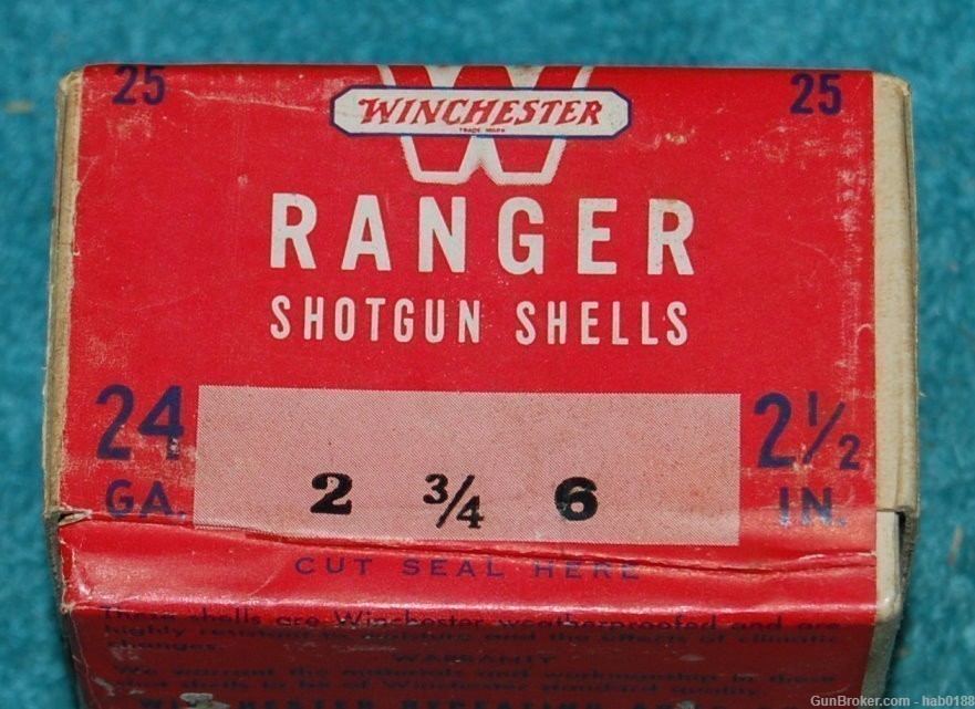 Rare Vintage Sealed 2 Piece Box of Winchester Ranger 24 Ga Shotgun Shells-img-1