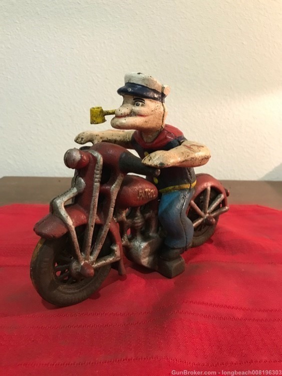 1940’s Popeye Sailor Iron Figurine & Bike (Car, WW2 German, US, Japanese)-img-0