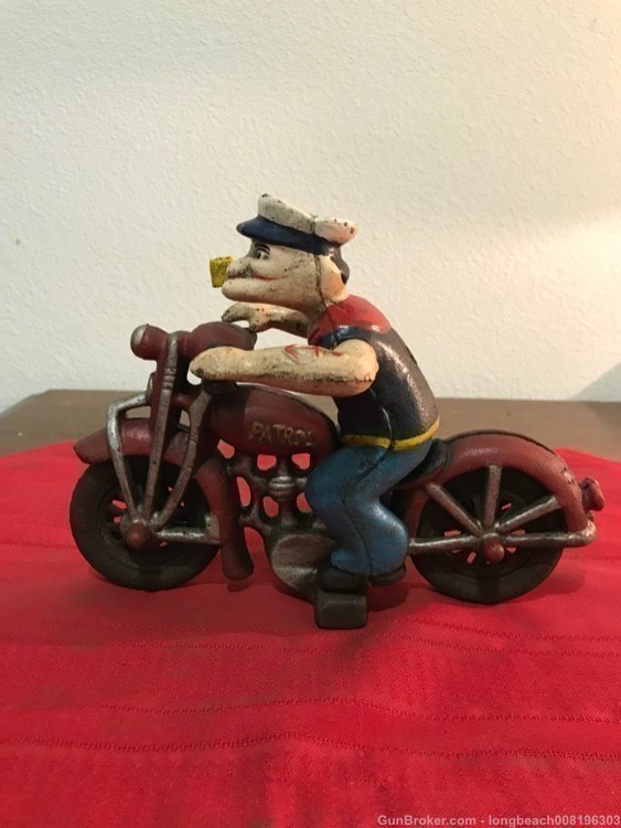 1940’s Popeye Sailor Iron Figurine & Bike (Car, WW2 German, US, Japanese)-img-1