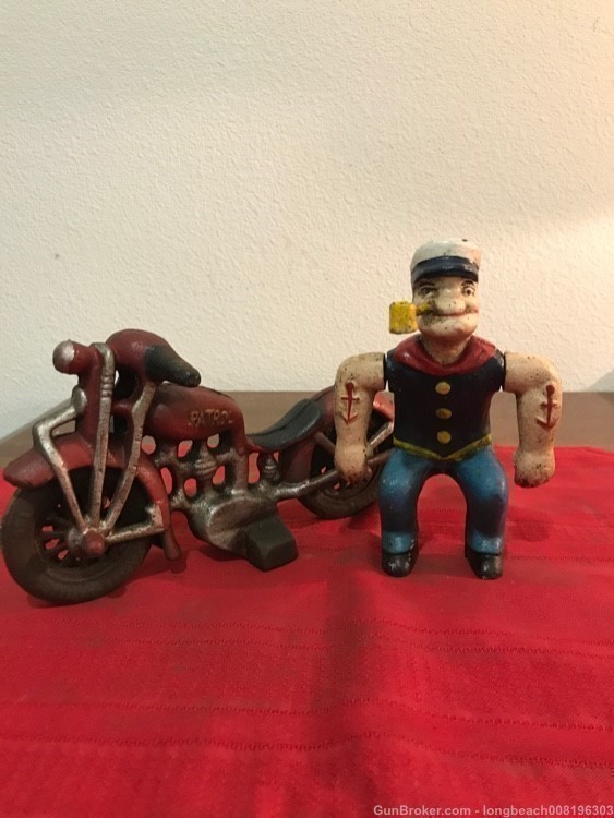 1940’s Popeye Sailor Iron Figurine & Bike (Car, WW2 German, US, Japanese)-img-4