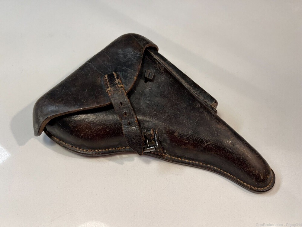 Original WWII WW2 German Luger P08 Pistol Leather Holster 1940-img-0