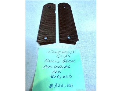 Colt Wood WWII Hollow Back 1911 Grips 