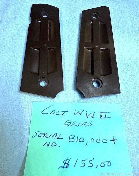 Colt Wood WWII Ribbed Enforced  Back 1911 Grips-img-1