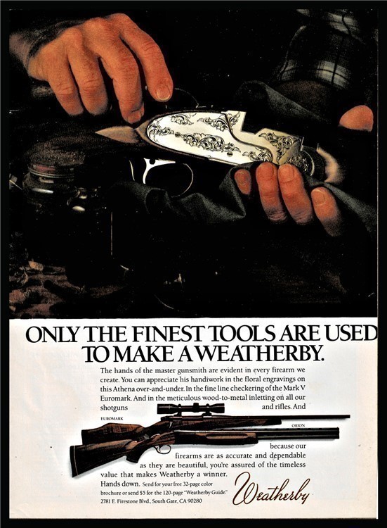 1987 WEATHERBY Euromark Rifle and Orion Shjotgun AD w/ Athena engraving-img-0