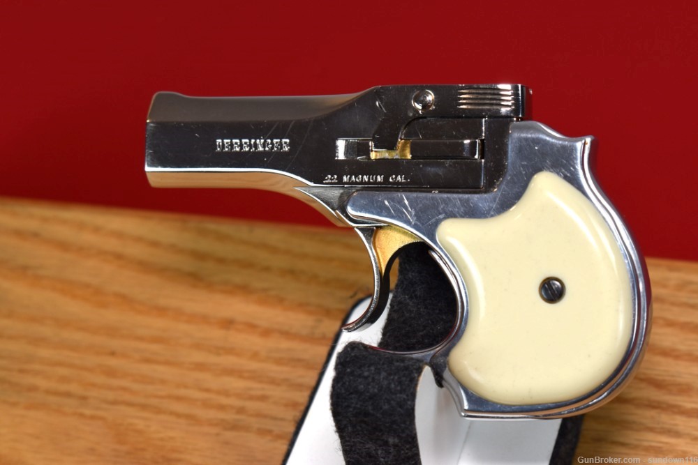 High Standard DM-101 22 Win Mag Derringer Nickel w/ Gold Accents Very Nice -img-2