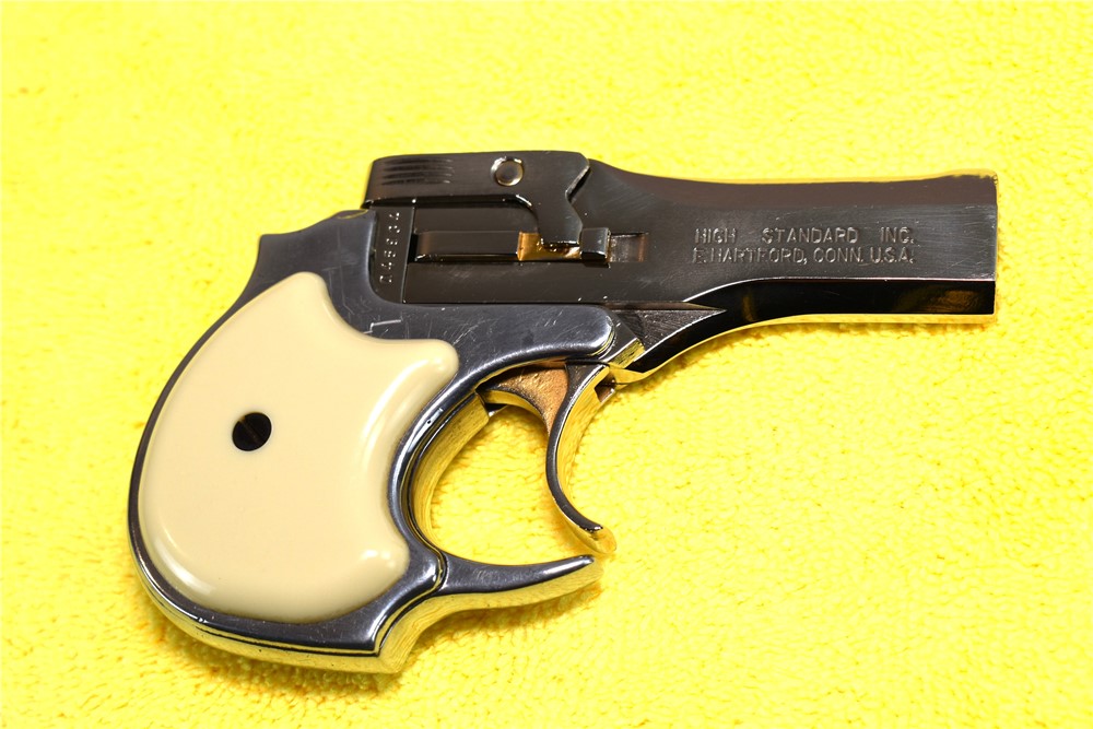 High Standard DM-101 22 Win Mag Derringer Nickel w/ Gold Accents Very Nice -img-11