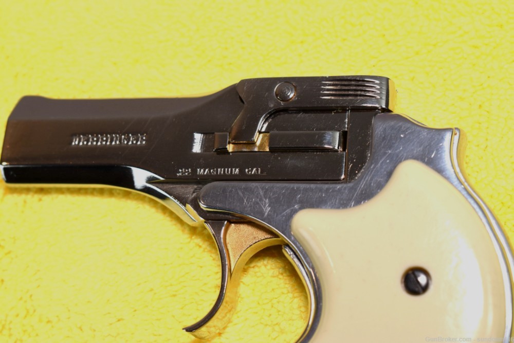 High Standard DM-101 22 Win Mag Derringer Nickel w/ Gold Accents Very Nice -img-9
