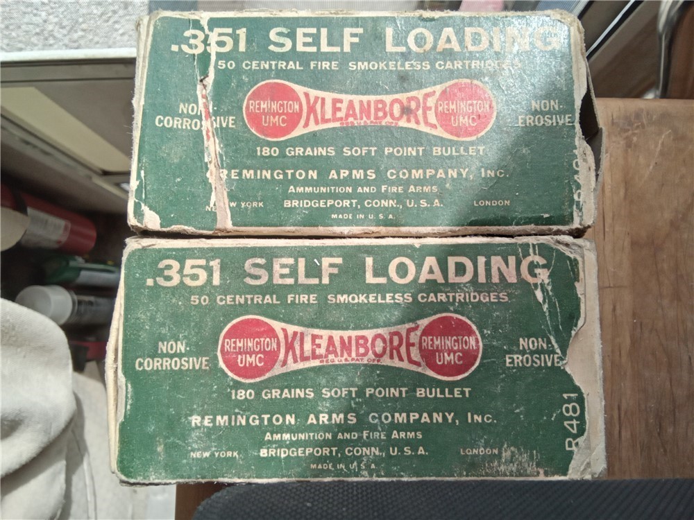 Vintage Remington  351 Self loader Dog Bone Kleanbore SP ammo-2 boxes-img-3