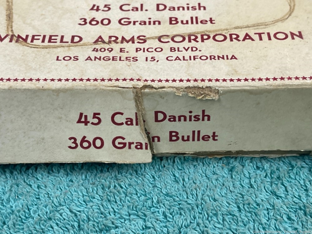 45 Caliber Danish Ammo Winfield Arms Corporation 15 live, 6 Empties (TS-06)-img-1