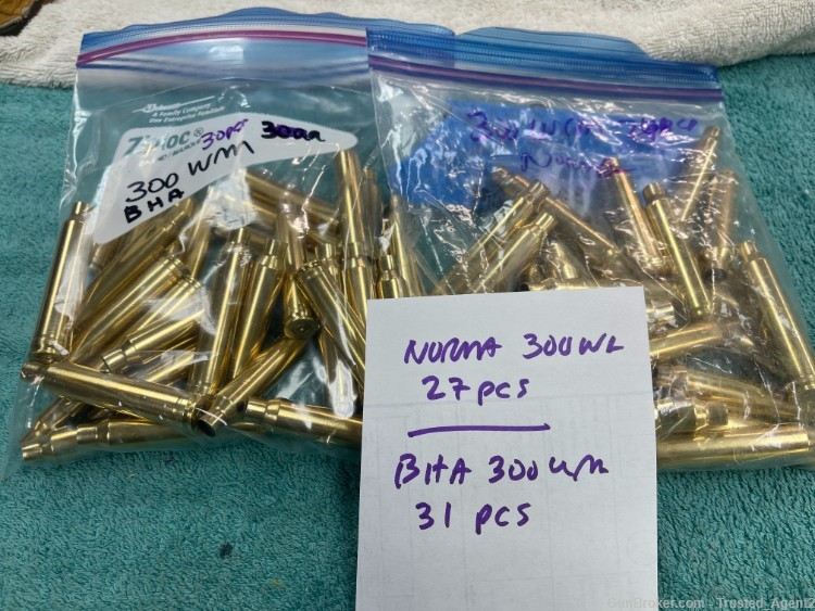 300 WIN MAG BRASS ONCE FIRED 58 PCS NORMA, BHA HEADSTAMP (TS-07)-img-0