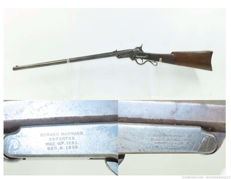 CIVIL WAR Era Antique MAYNARD 2nd Model MASS. ARMS Co. Cavalry SR Carbine  -img-0