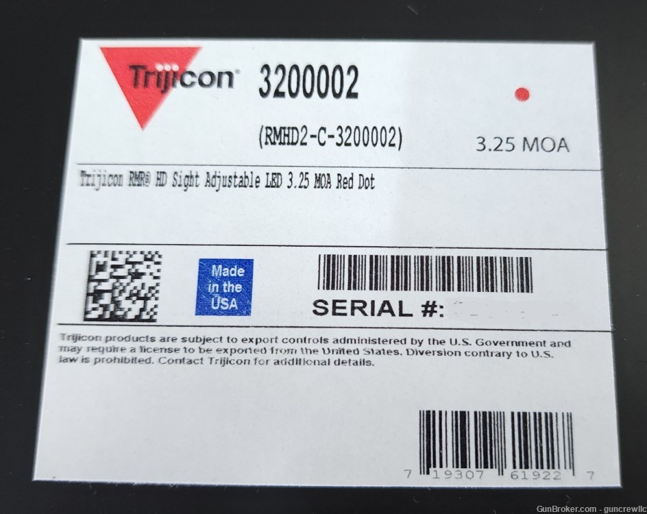 Trijicon RMR HD Reflex Red Dot Sight 3.25 MOA RMRHD2-C-3200002 Layaway-img-9