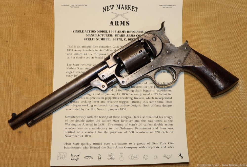Fine Civil War Starr Arms Model 1863 Single Action Revolver c. 1864-img-0