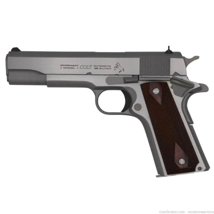 Colt 1911 Government - 5" Barrel (.38 Super) - Stainless/Wood-img-0