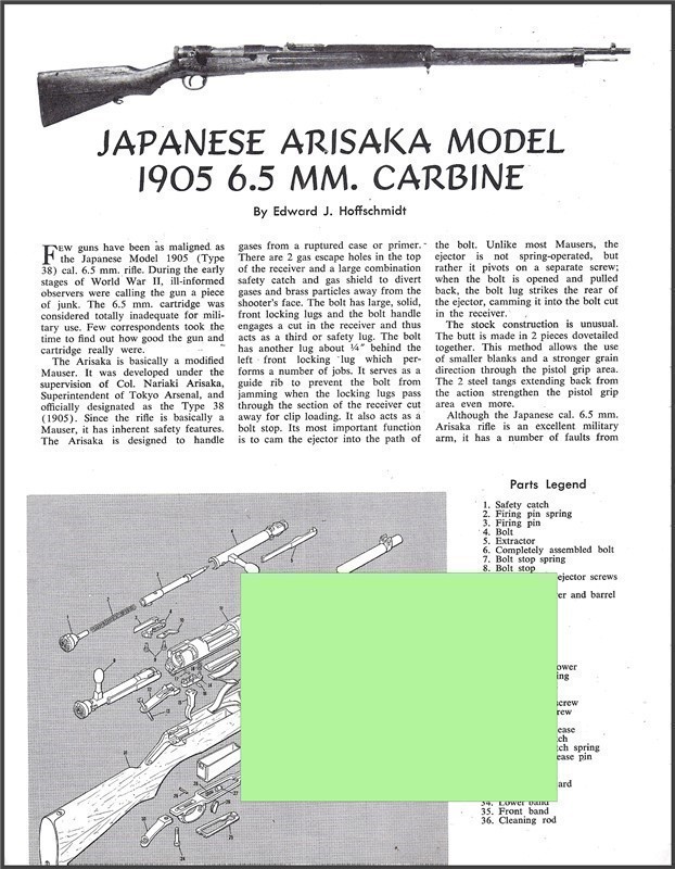 JAPANESE ARISAKA 1905 Carbine Parts List Assembly Disassemby Article-img-0