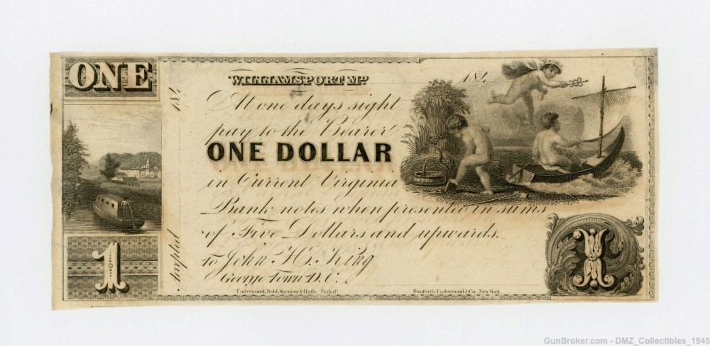 1840s $1 Maryland Note Money Currency-img-0
