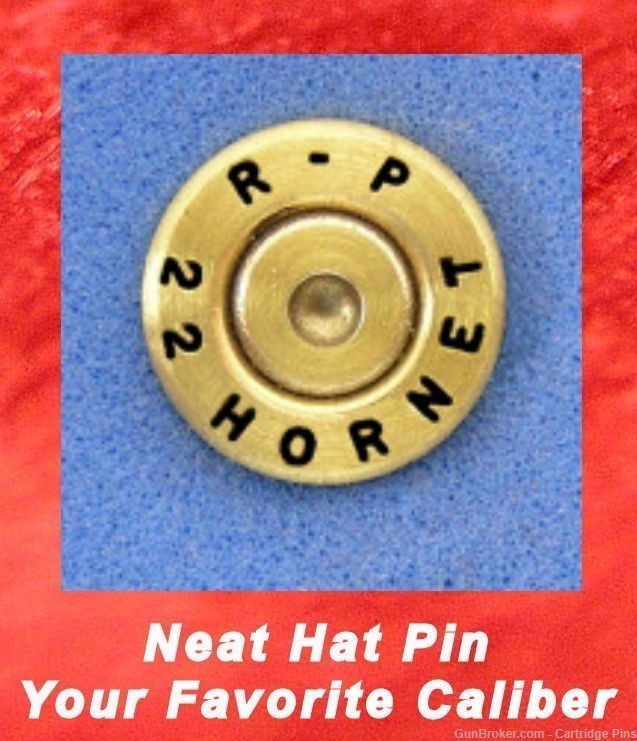Remington R-P  22  HORNET  Brass Cartridge Hat Pin, Tie Tac Ammo Bullet-img-0