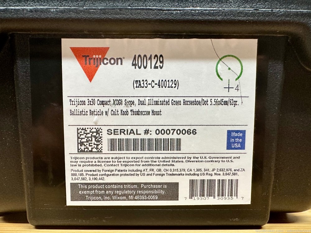 CLEAN Trijicon ACOG TA33-C 3x30 Dual Illumination Scope Green Horseshoe-img-1