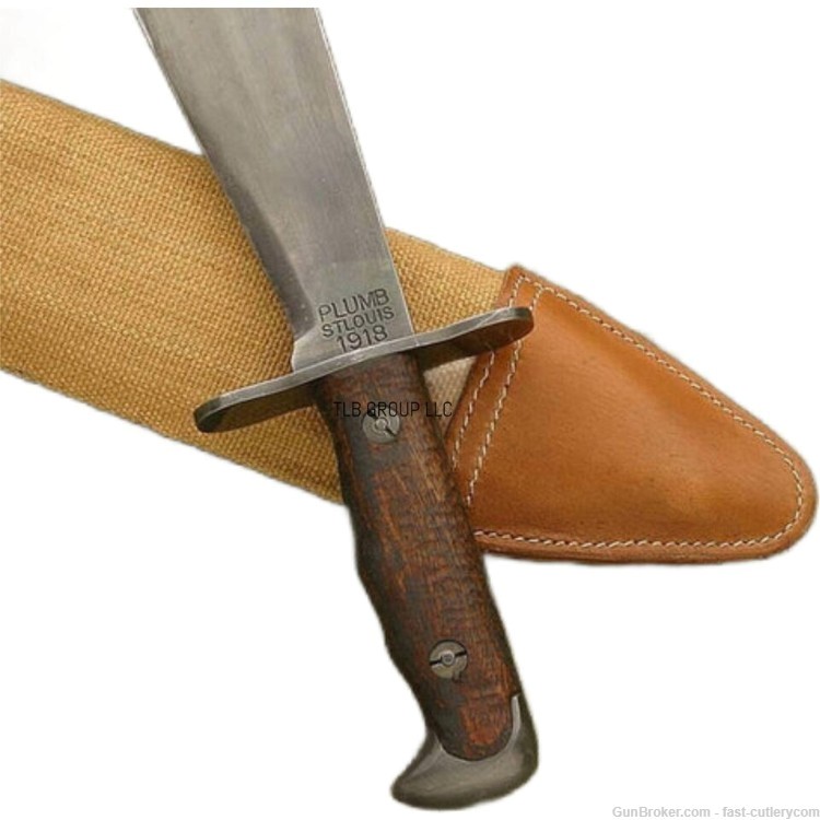 PLUM US Model 1917 Bolo Knife High Carbon Steel Full Tang Wood Grip-img-2