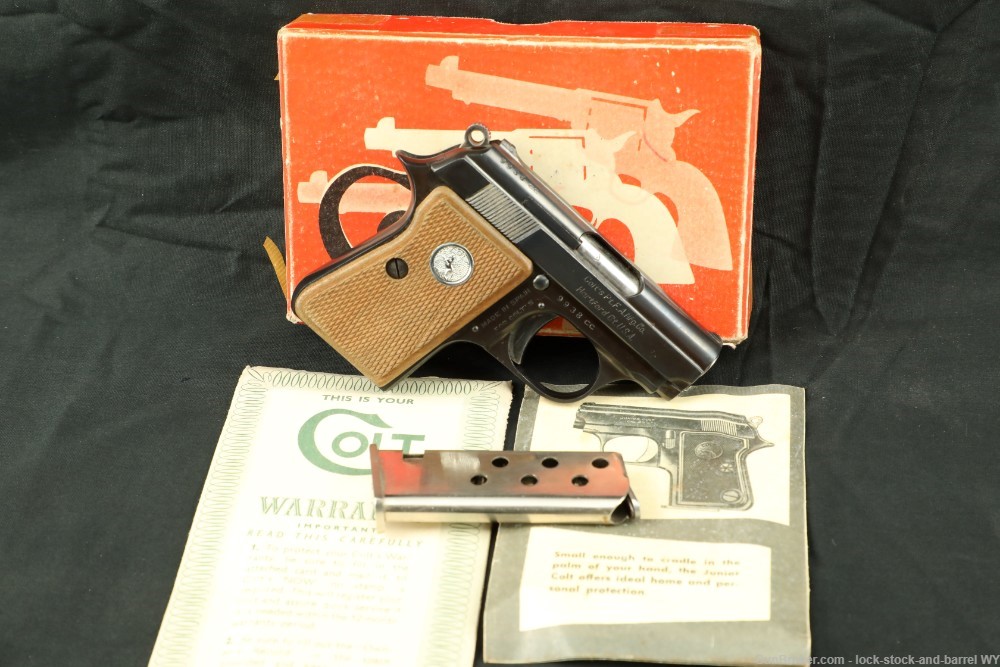 Spanish Made Junior Colt .25 ACP Semi-Auto Pocket Pistol W/ Box & Mag 1961-img-2