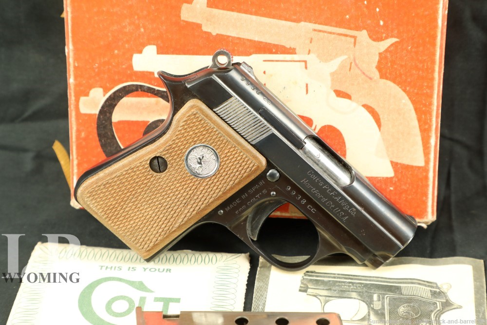 Spanish Made Junior Colt .25 ACP Semi-Auto Pocket Pistol W/ Box & Mag 1961-img-0