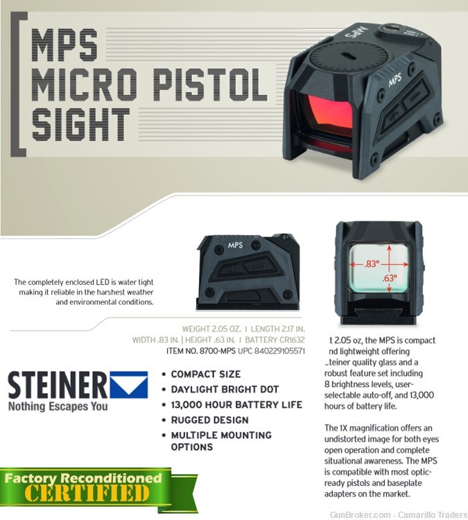 Steiner MPS Micro Pistol Sight 8700 Factory Reconditioned  -img-5