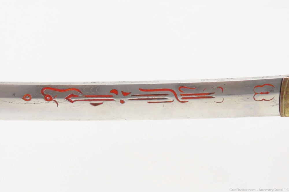 Signed JAPANESE Sword Blade with DECORATIVE CARVING and SHIRASAYA Fittings -img-19