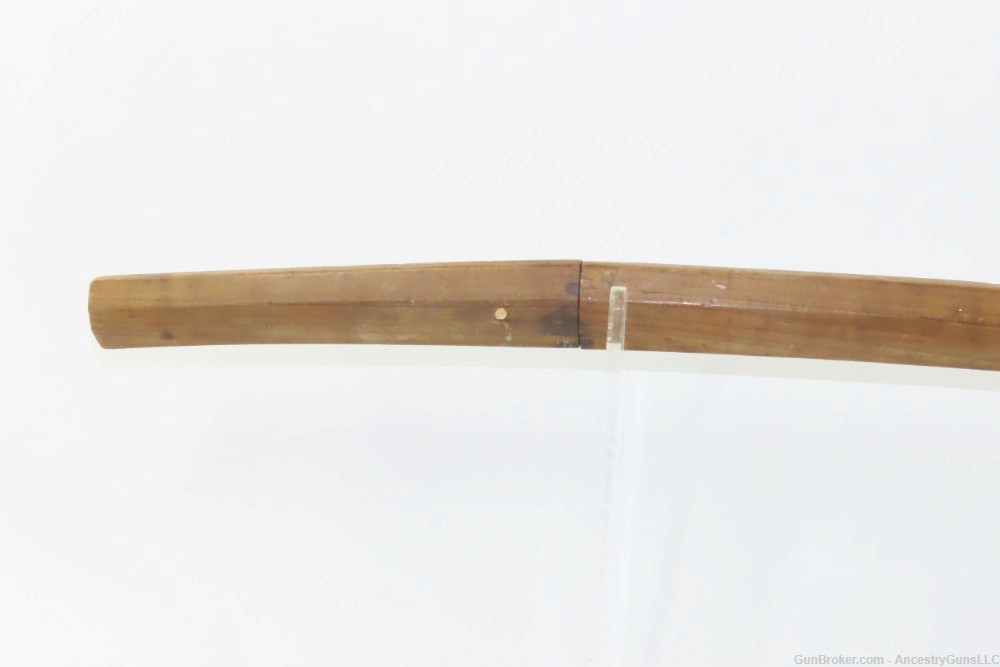 Signed JAPANESE Sword Blade with DECORATIVE CARVING and SHIRASAYA Fittings -img-12