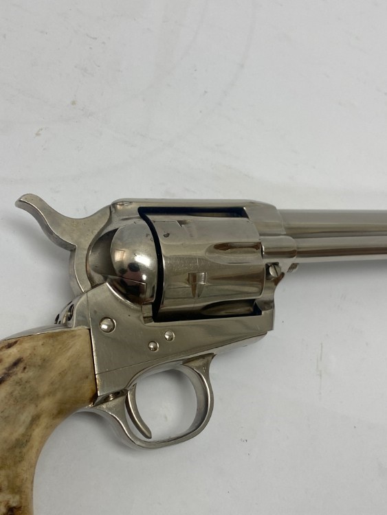COLT SINGLE ACTION ARMY 1971 SAA 45 LC 7.5" NICKEL w/REAL STAG GRIPS NICE!-img-8