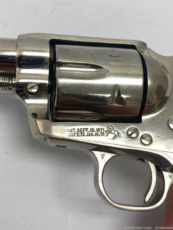 COLT SINGLE ACTION ARMY 1971 SAA 45 LC 7.5" NICKEL w/REAL STAG GRIPS NICE!-img-3