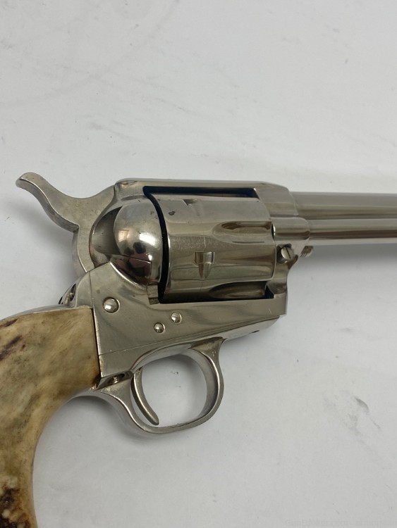 COLT SINGLE ACTION ARMY 1971 SAA 45 LC 7.5" NICKEL w/REAL STAG GRIPS NICE!-img-10