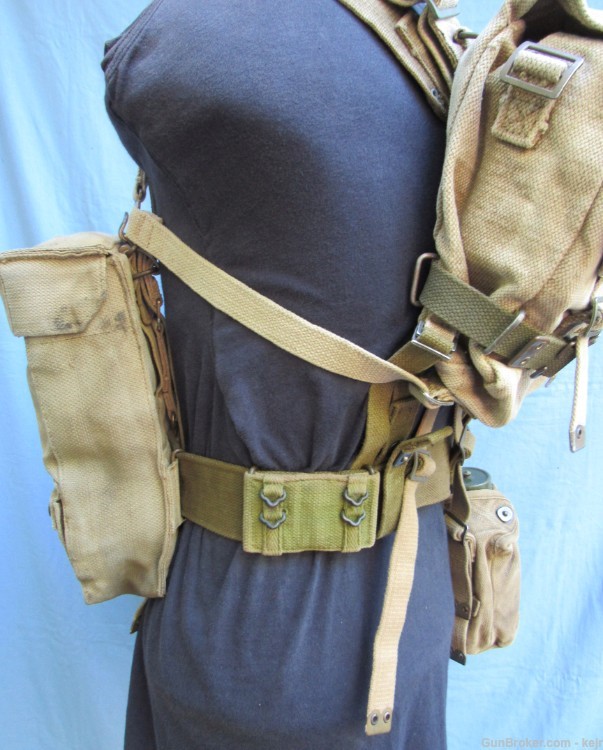 Danish Post WW2 M/45-50 Web Gear Set, with Large and Small Packs-img-6