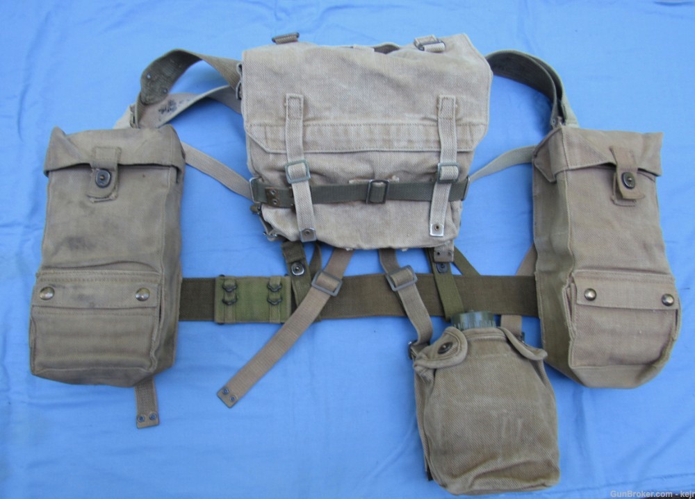 Danish Post WW2 M/45-50 Web Gear Set, with Large and Small Packs-img-8