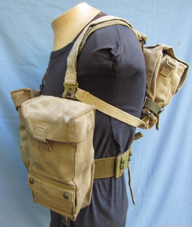 Danish Post WW2 M/45-50 Web Gear Set, with Large and Small Packs-img-7
