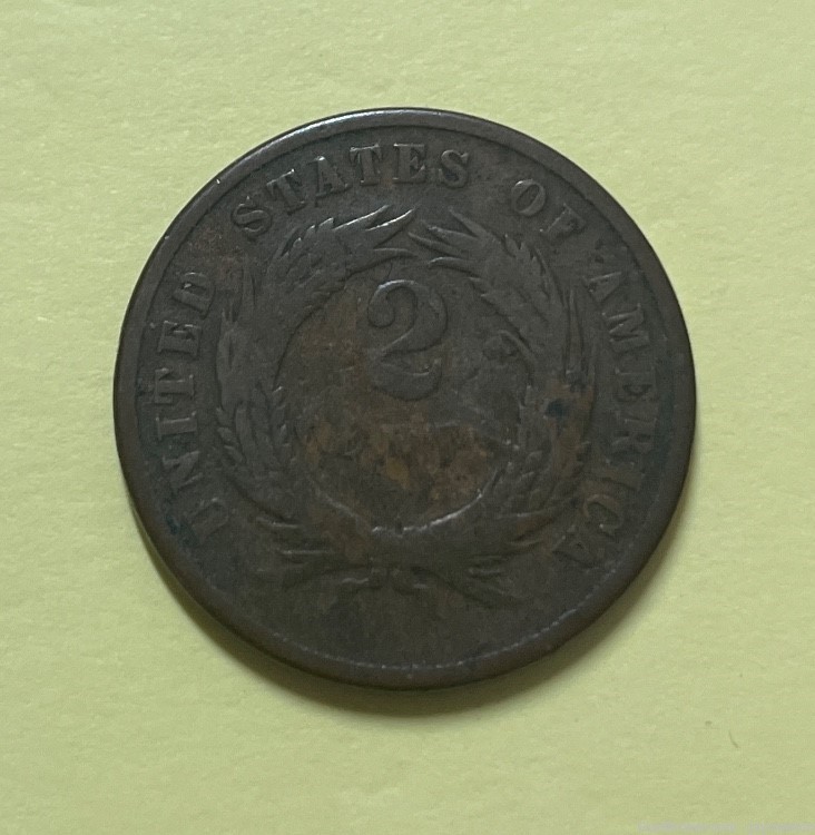 1832 Large cent and a 1866 2 cent coin.-img-2