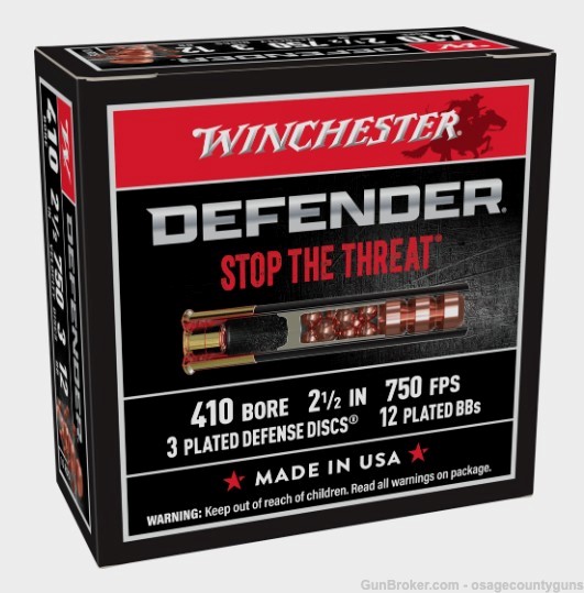 Winchester Defender 410 ga 2-1/2" 3DD/12BB 10 Rds S410PDX1-img-1