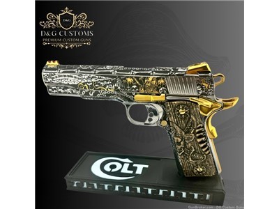 Colt 1911 45acp Pirate engraved collectors series w/ custom grips