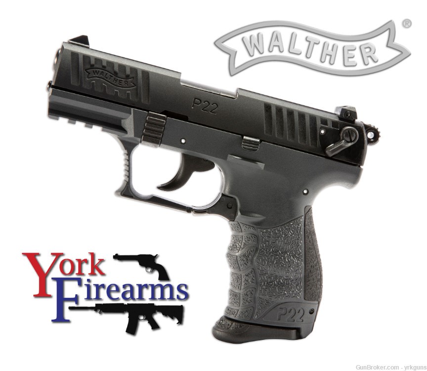 Walther Arms P22 22LR Full Tungsten CA Compliant 10rd Handgun NEW 5120366-img-0
