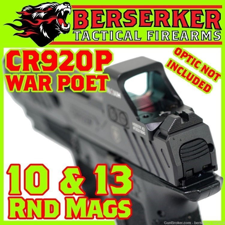 SHADOW SYSTEMS CR920P WAR POET 9mm 3.75in 10/13rd SS-4284 SHIPS FREE!-img-0