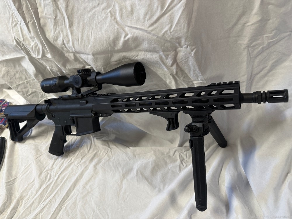 Left Hand 22LR AR-15 CMMG MK4 16” 3-15x44 scope Bipod 4 mags-img-1