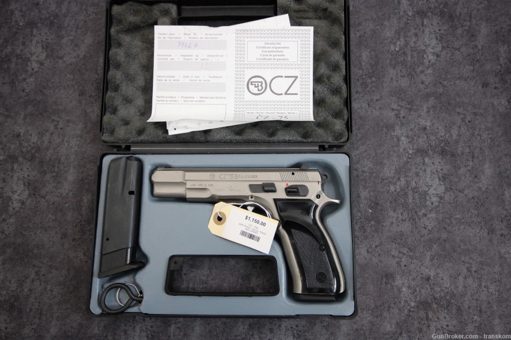 Rare Stainless Steel Variation of the CZ 75B in 9 MM with 4.5" Barrel-img-0