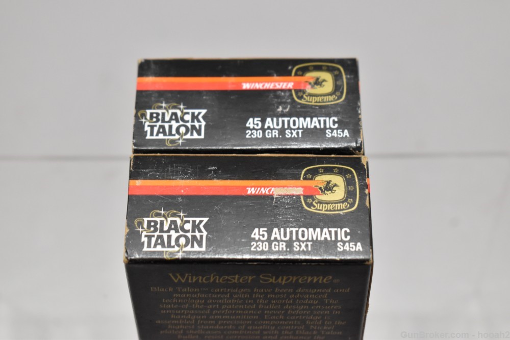 2 Boxes 40 Rds Winchester Black Talon 45 ACP 230 G SXT S45A Ammunition -img-0