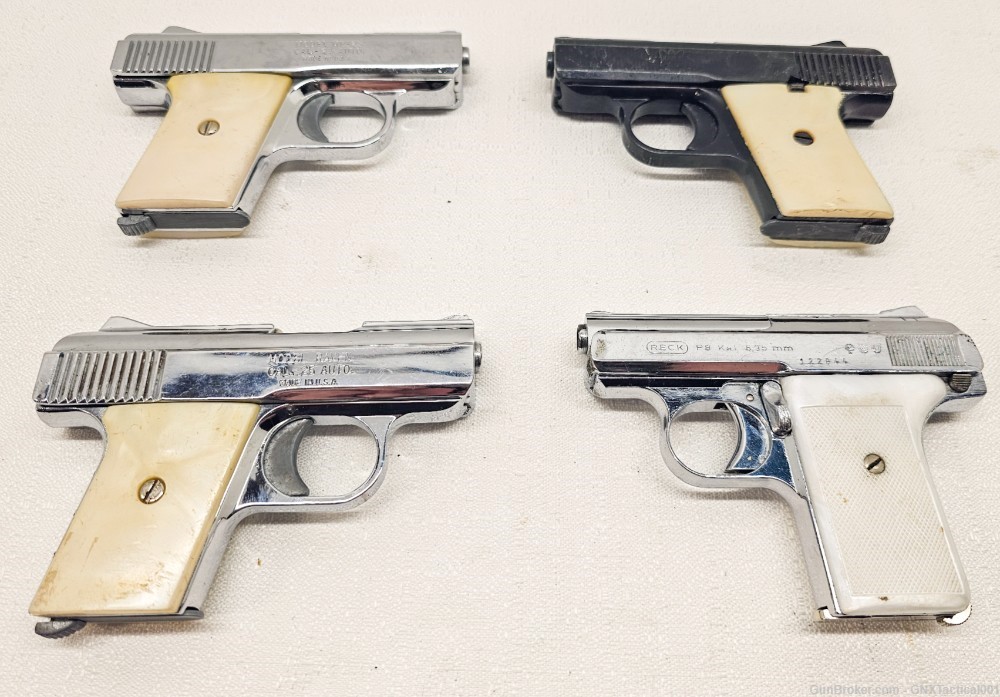 LOT OF FOUR .25 ACP Pistols, Raven, Reck, Phoenix PENNY START -img-0