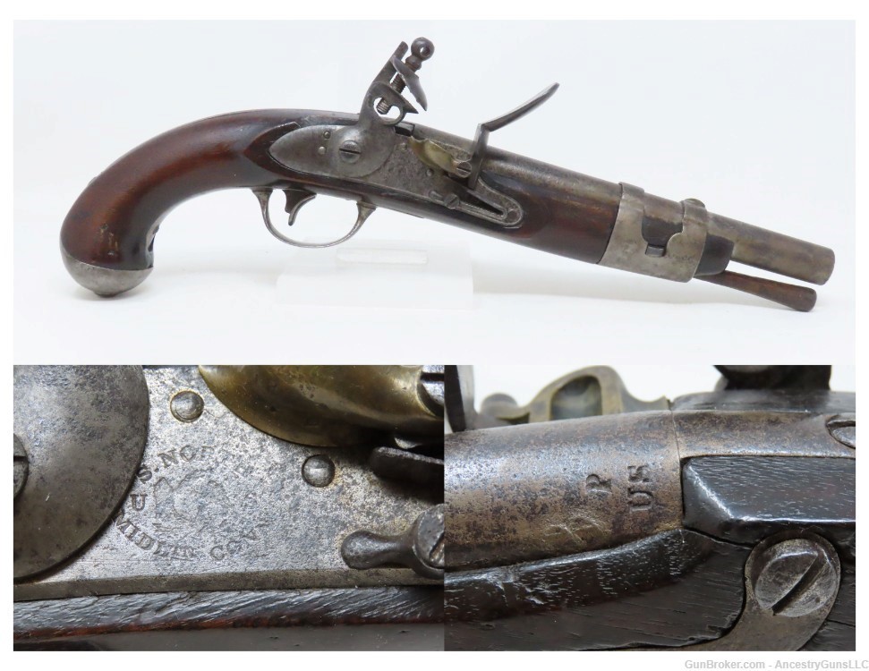 SIMEON NORTH Model 1816 .54 FLINTLOCK Pistol Mexican-American War   Antique-img-0