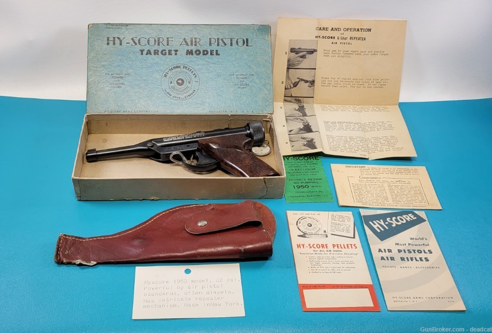 Hy-Score Target Model 800 Air Pistol .22 Cal in Box Papers + Provenance-img-0