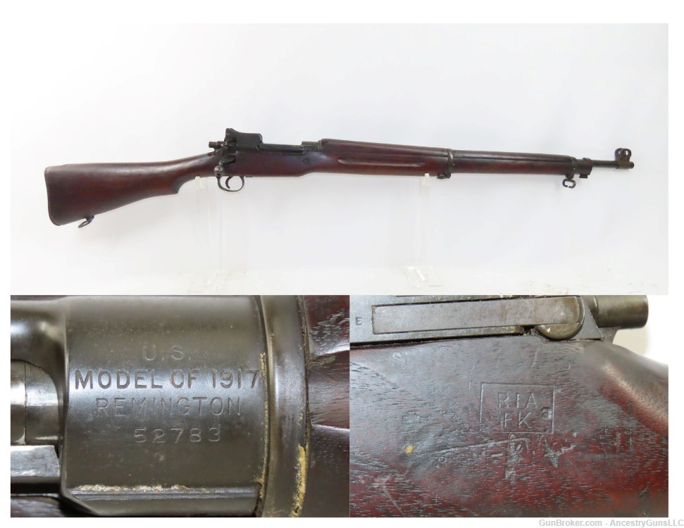 1918 WORLD WAR I REMINGTON U.S. M1917 Bolt Action C&R MILITARY Rifle .30-06-img-0